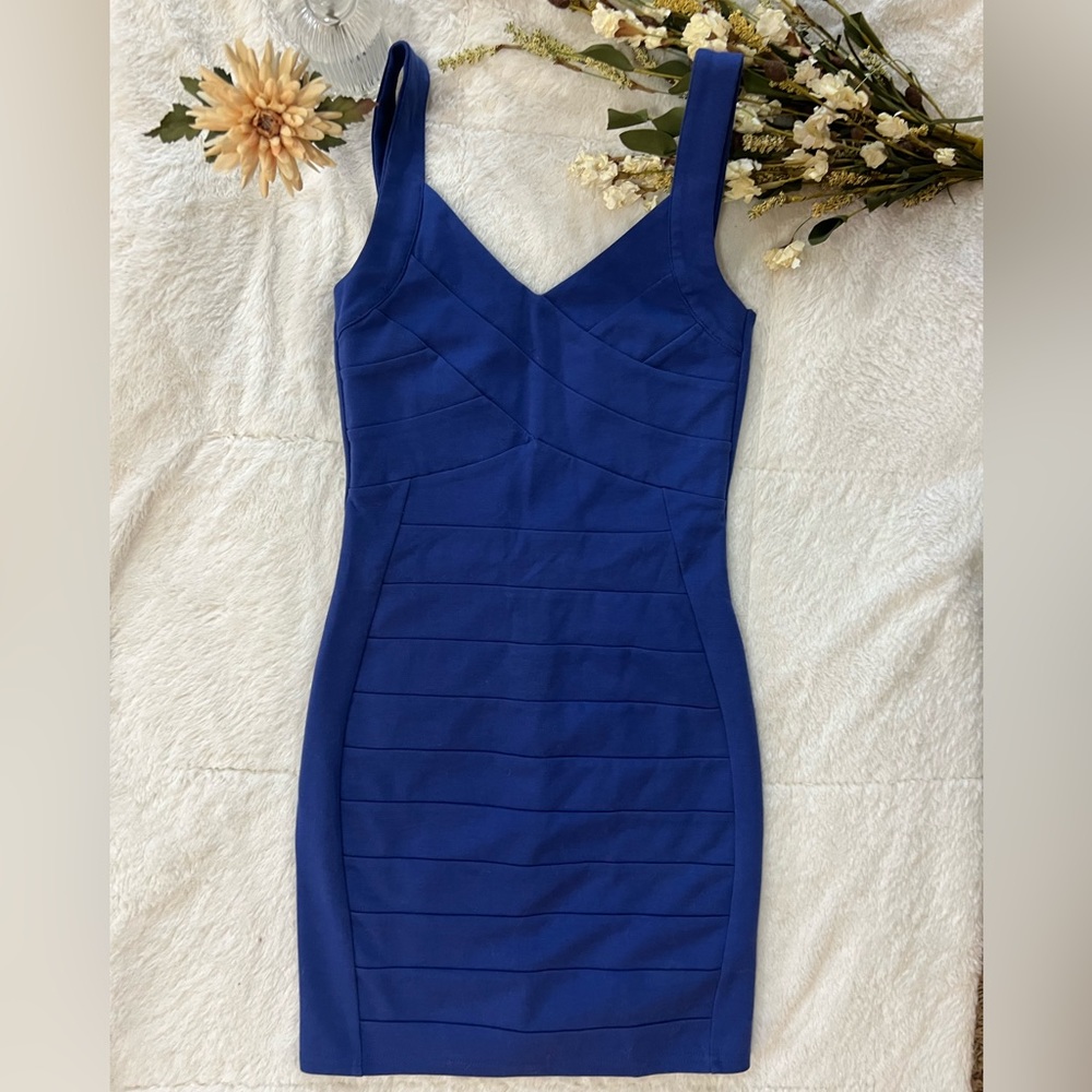 American Eagle Outfitters Blue V-Neck Bodycon Blue Dress